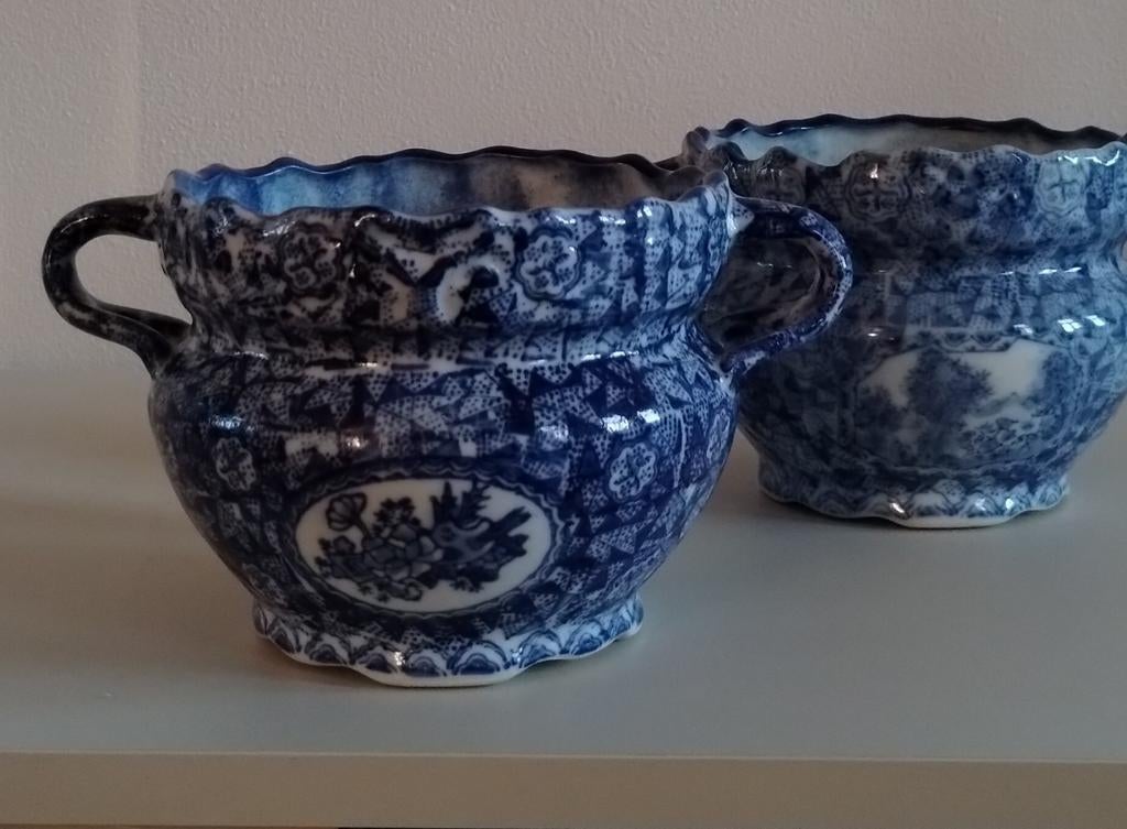 BLAUW & WIT
CHINEES PORSELEIN
Cachepotten set van 2, Antiek en Kunst, Ophalen of Verzenden