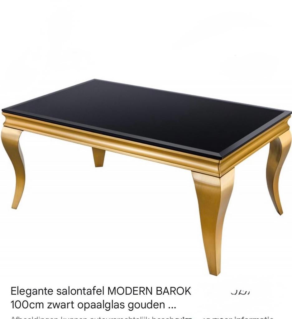 Nieuwe Elegante Salontafel - Modern Barok Zwart/Goud, Huis en Inrichting, Ophalen of Verzenden, Nieuw, Rechthoekig, Glas