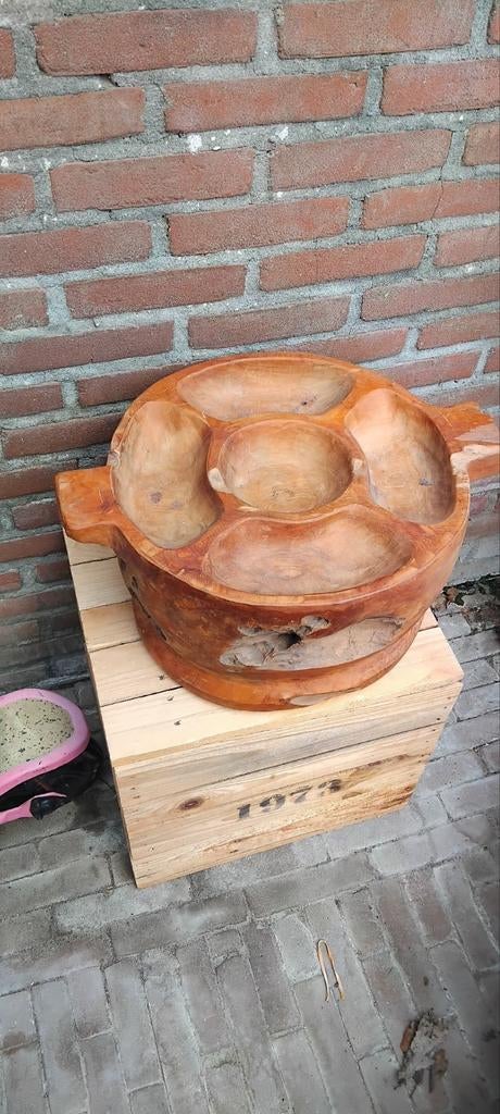 Grote teak fruitschaal schaal. € 40, Ophalen, Rond, Hout