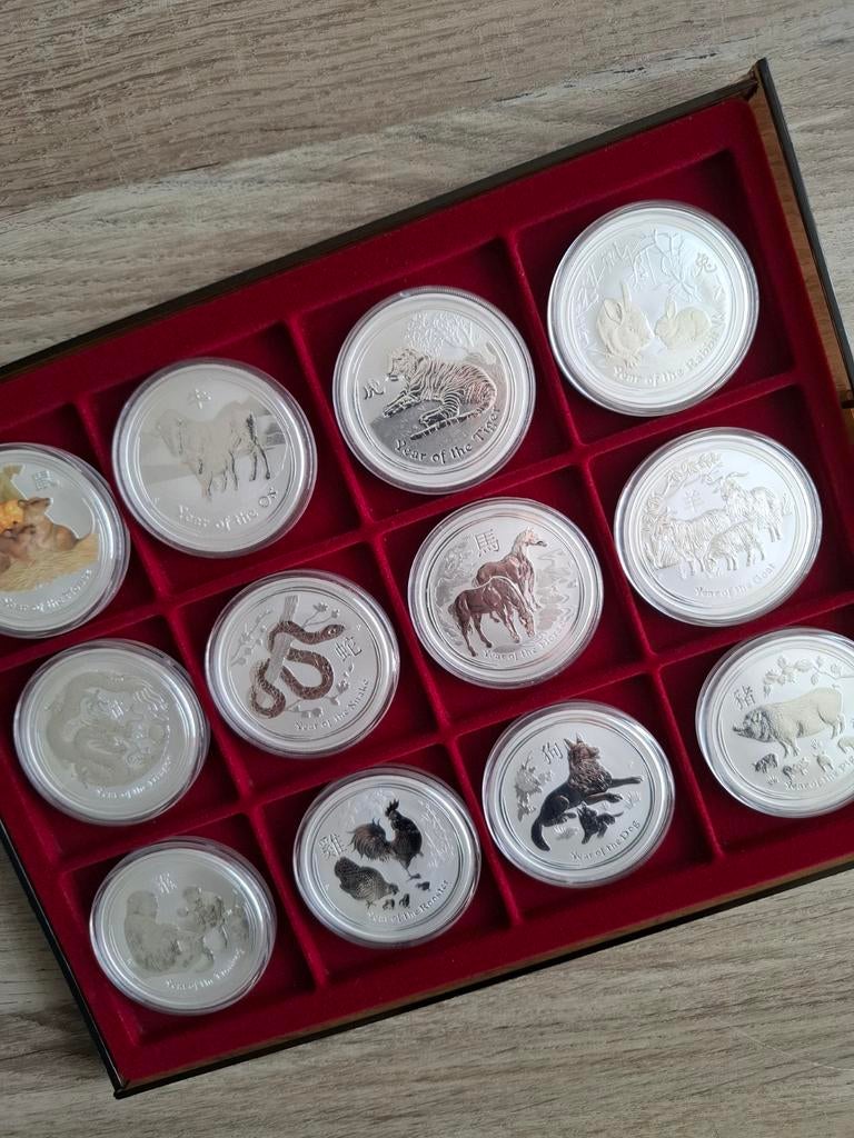 Complete Lunar serie 2008-2019 - 2 Oz Zilveren Munten, Ophalen of Verzenden, Zilver