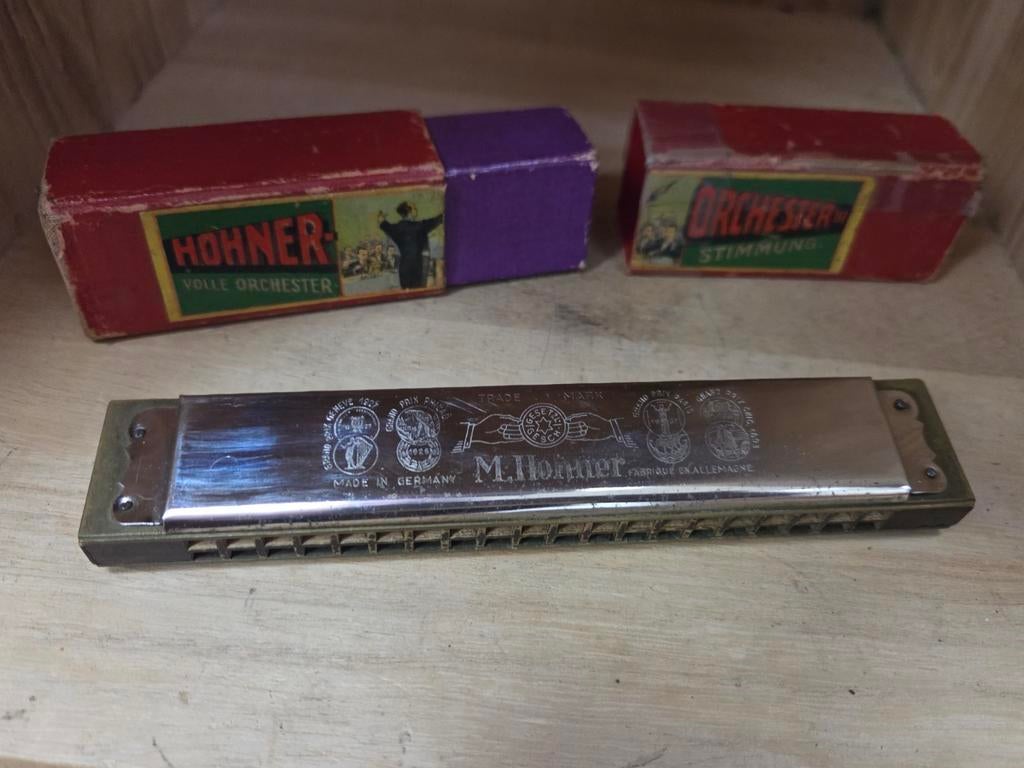 Hohner Volle Orchester mondharmonica, Ophalen of Verzenden, Gebruikt, Met koffer of doosje