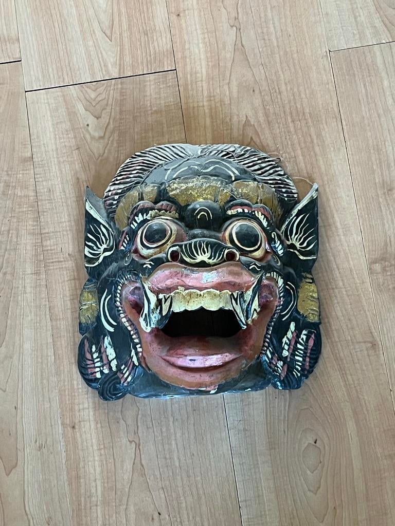 Handgesneden Balinees Masker - Houtsnijwerk, Overige onderwerpen, Handgemaakt, 20 - 50 cm, Hout