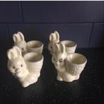 Set van 4 vintage eierdopjes - Haas met mandje, Ophalen of Verzenden