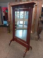 Antieke psyche spiegel met kwikglas, zuilen periode, Ophalen of Verzenden, Rechthoekig