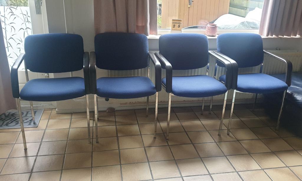 Vintage Pastoe Cees Braakman stoelen - Set van 4, Ophalen, Gebruikt, Vintage, Mid-century modern, Blauw