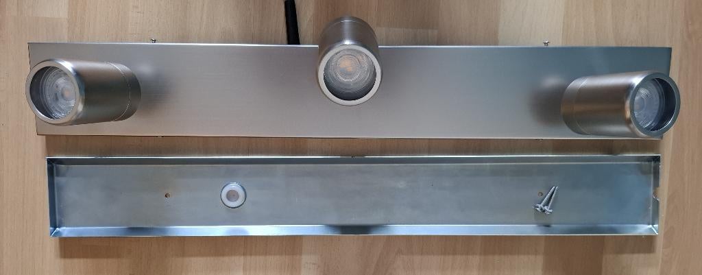 3-spots RVS badkamer lamp, Ophalen, Zo goed als nieuw, Metaal, Modern