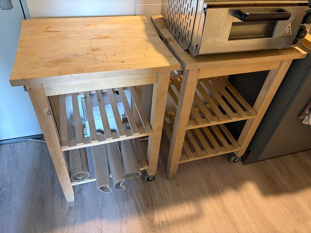 2x IKEA BEKVÄM Keukeneiland / Keukentrolley - Gebruikt, Gebruikt, Hout, IKEA, Keukentrolley