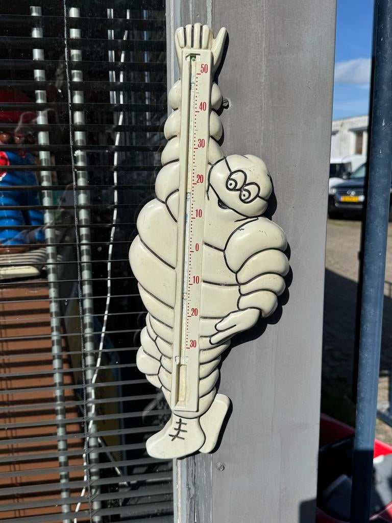 Vintage Michelin Bibendum Thermometer - Buiten/Binnen, Reclamebord, Gebruikt, ., Ophalen of Verzenden