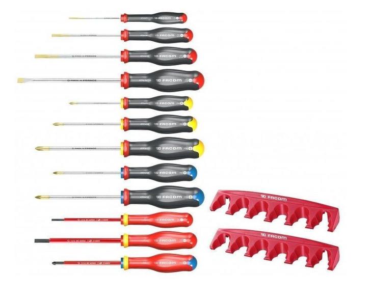 Facom AT.J12R1PB 12 Delige Schroevendraaierset met Houder, Doe-het-zelf en Verbouw, Gereedschap | Handgereedschap