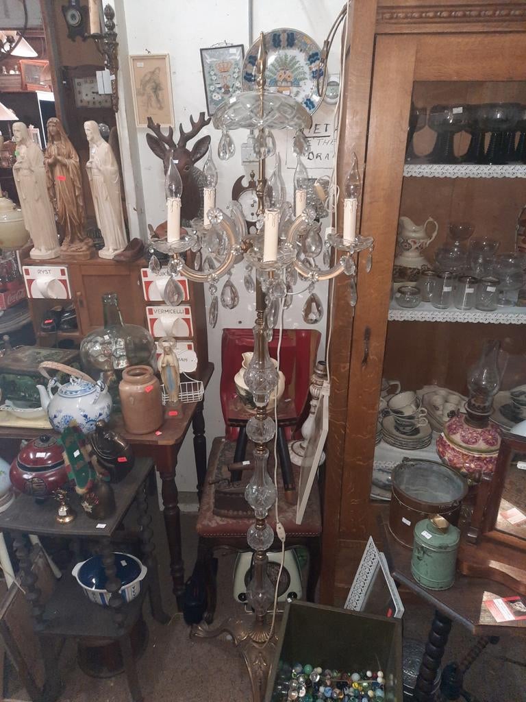 Antieke Kristallen Staande Lamp / Kroonluchter, Ophalen