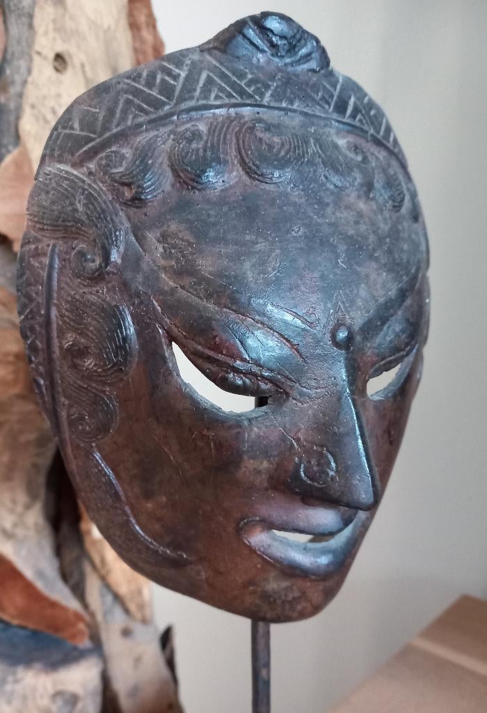 Bronzen Javanese theater / dansmasker, Kelana masker, Antiek en Kunst, Ophalen of Verzenden