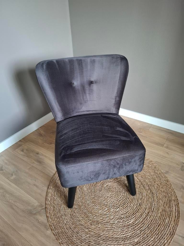 Fauteuil velvet grijs, Ophalen, Zo goed als nieuw, 75 tot 100 cm, 50 tot 75 cm