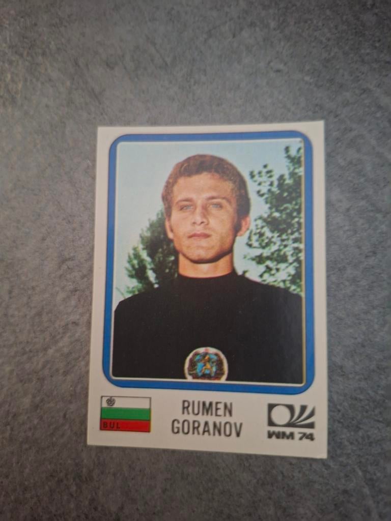 Panini sticker WK 74 München. Keeper Rumen Goranov Bulgarije, Verzenden, Zo goed als nieuw, Sticker