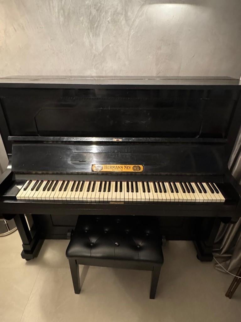 Hermann Ney Berlin upright piano, Ophalen, Gebruikt, Zwart, Piano