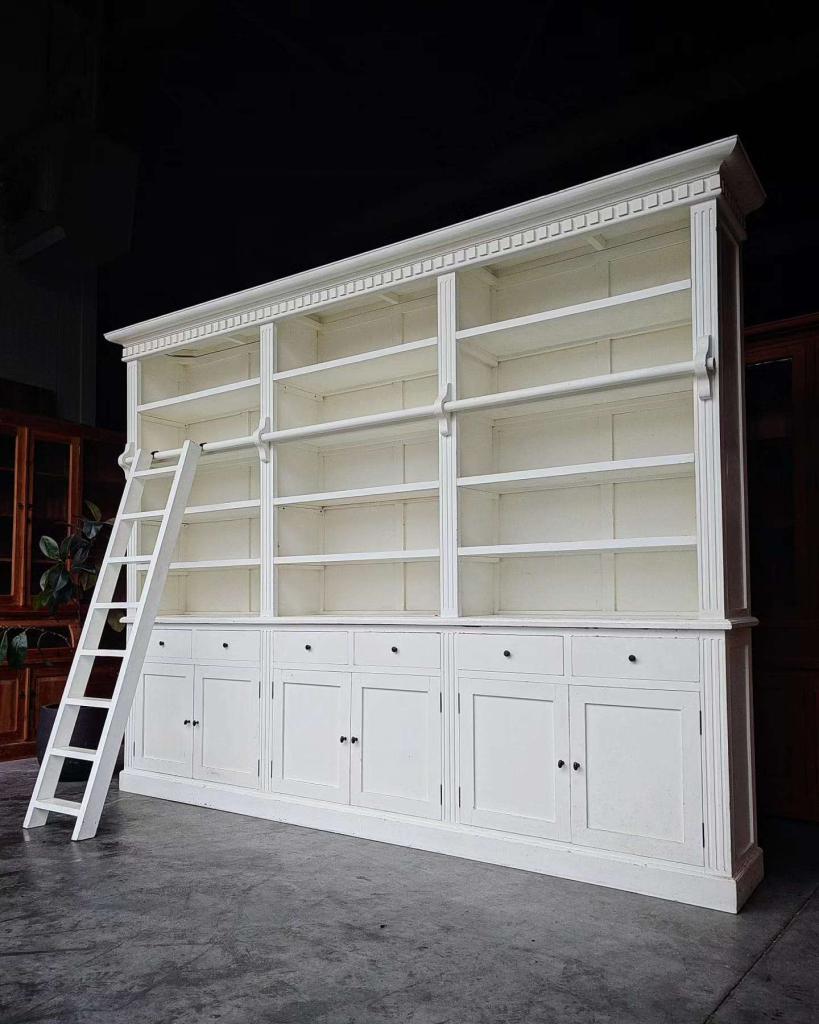 XXL Witte Boekenkast | Bibliotheekkast met ladder #2675