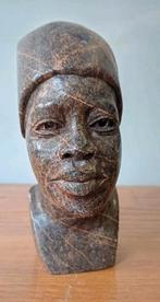 Vintage marmer beeldje kopje afrikaanse vrouw 14 cm hoog, Ophalen of Verzenden