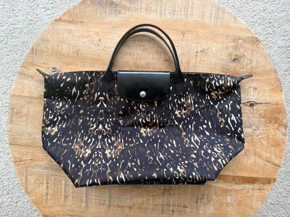 Longchamp Sac Le Pliage (M) - Leopard (Bruin/Zwart), Sieraden, Tassen en Uiterlijk, Tassen | Reistassen en Weekendtassen, 40 tot 60 cm