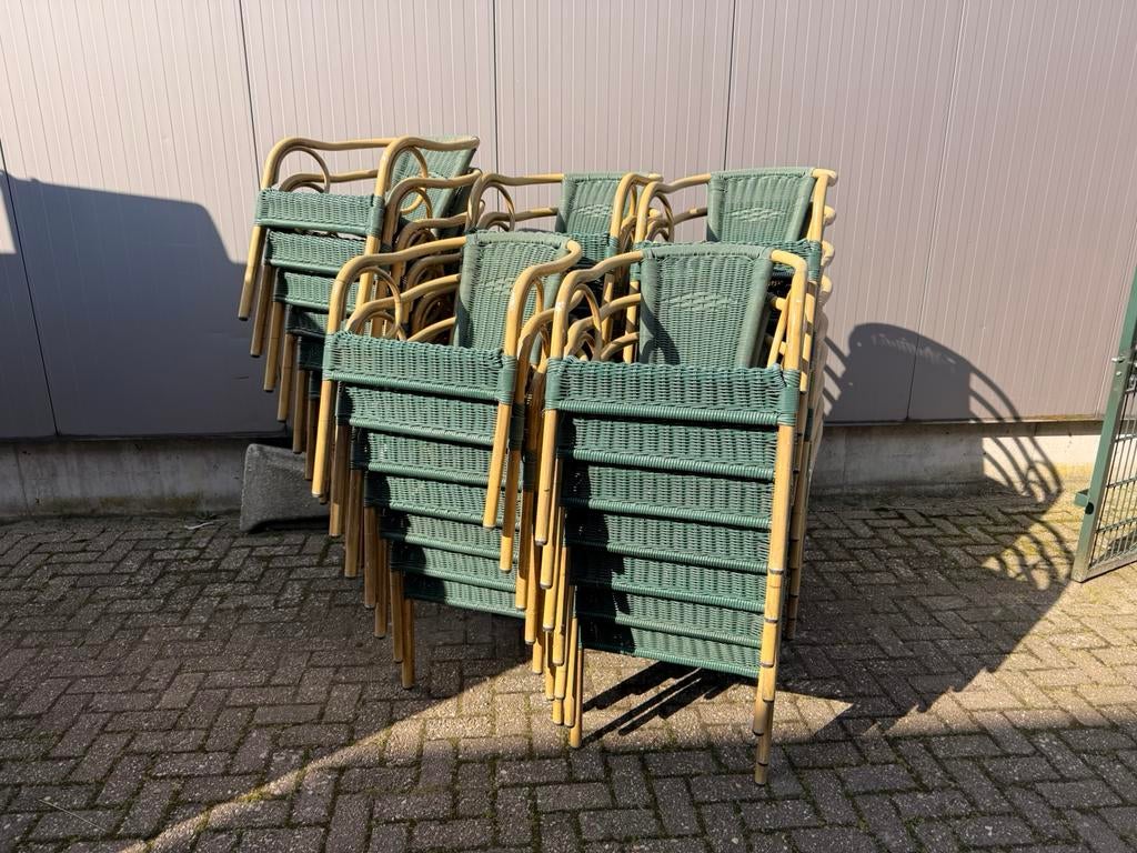 Stapelbare stoelen aluminium terrasstoelen wicker terras, Ophalen of Verzenden, Gebruikt, Aluminium, Stapelbaar