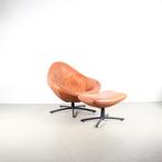 1x Label Hidde Fauteuil + Hocker Cognac Leer – Zwart