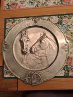 Tinnen wandbord met paardenmotief, Antiek en Kunst, Antiek | Tin, Ophalen