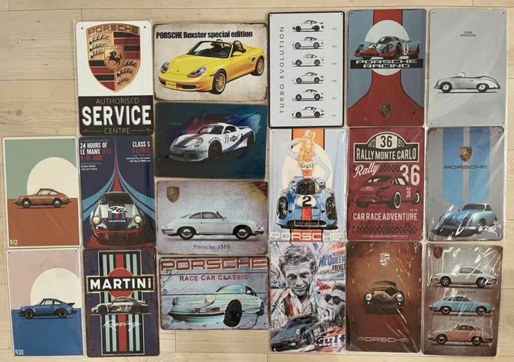 Metalen wandbord Porsche 20x30 cm (prijs =p/st) 3voor22€, Ophalen of Verzenden, Zo goed als nieuw, Reclamebord