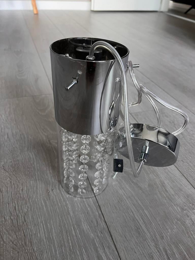 Mooie lamp met metaal, glas en steentjes, Ophalen, Zo goed als nieuw, Glas