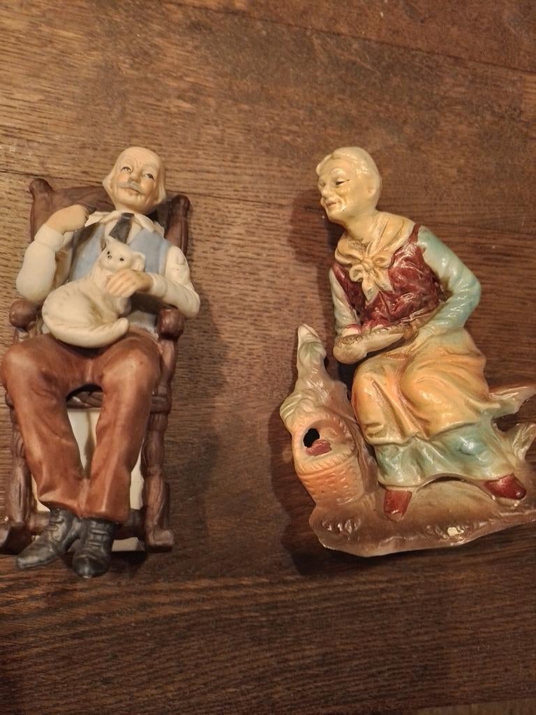 Opa en oma vintage beeldje, Ophalen of Verzenden, Zo goed als nieuw, Mens