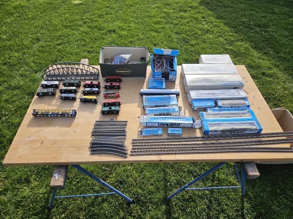 Grote set Marlin treinen wagons rails locomotief NS, Ophalen, Wisselstroom, Gebruikt, Wagon