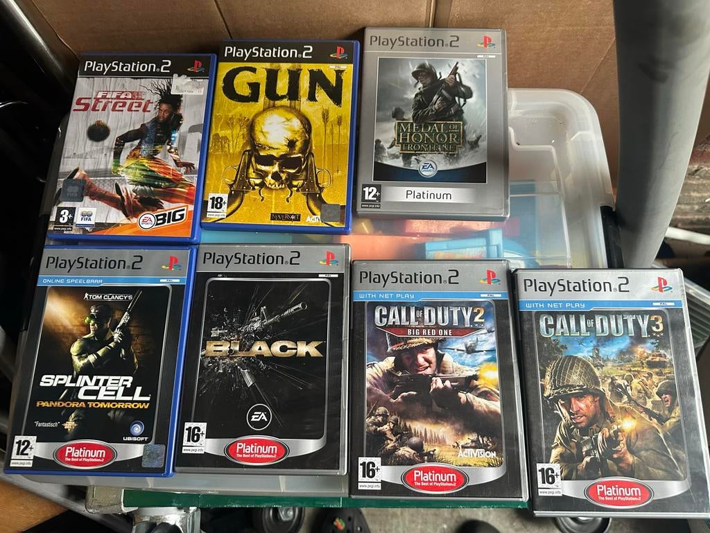 PS2 games: Splinter Cell, FIFA Street, Black, Gun, Call of D, Gebruikt, Shooter, 1 speler, Ophalen of Verzenden