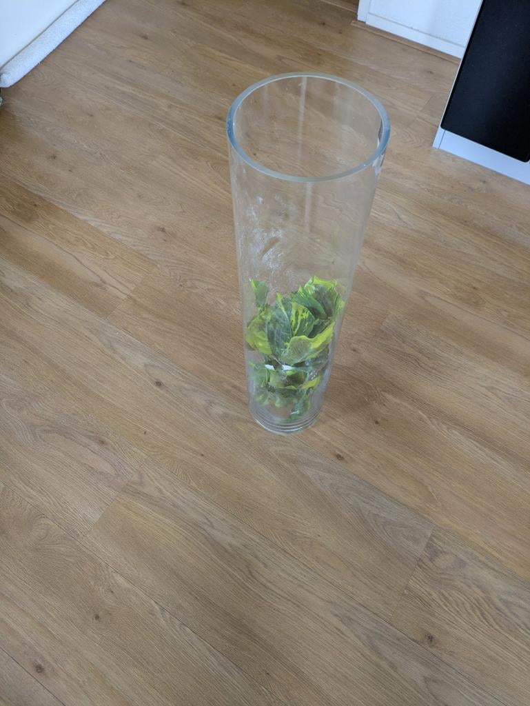 Grote glazen vaas - 75cm hoog, 15cm doorsnee, Ophalen, Gebruikt, Overige kleuren, Glas