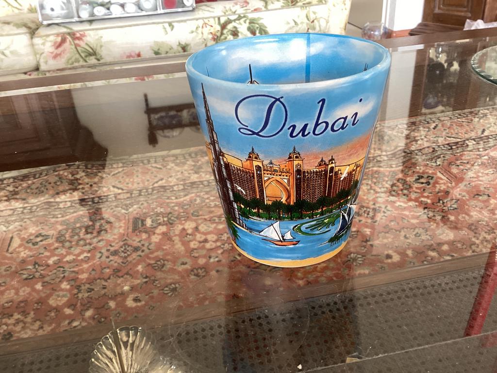 Egypte Dubai Mok hoog 10 diam. 9.5 cm, Ophalen of Verzenden, Zo goed als nieuw, Gebruiksvoorwerp