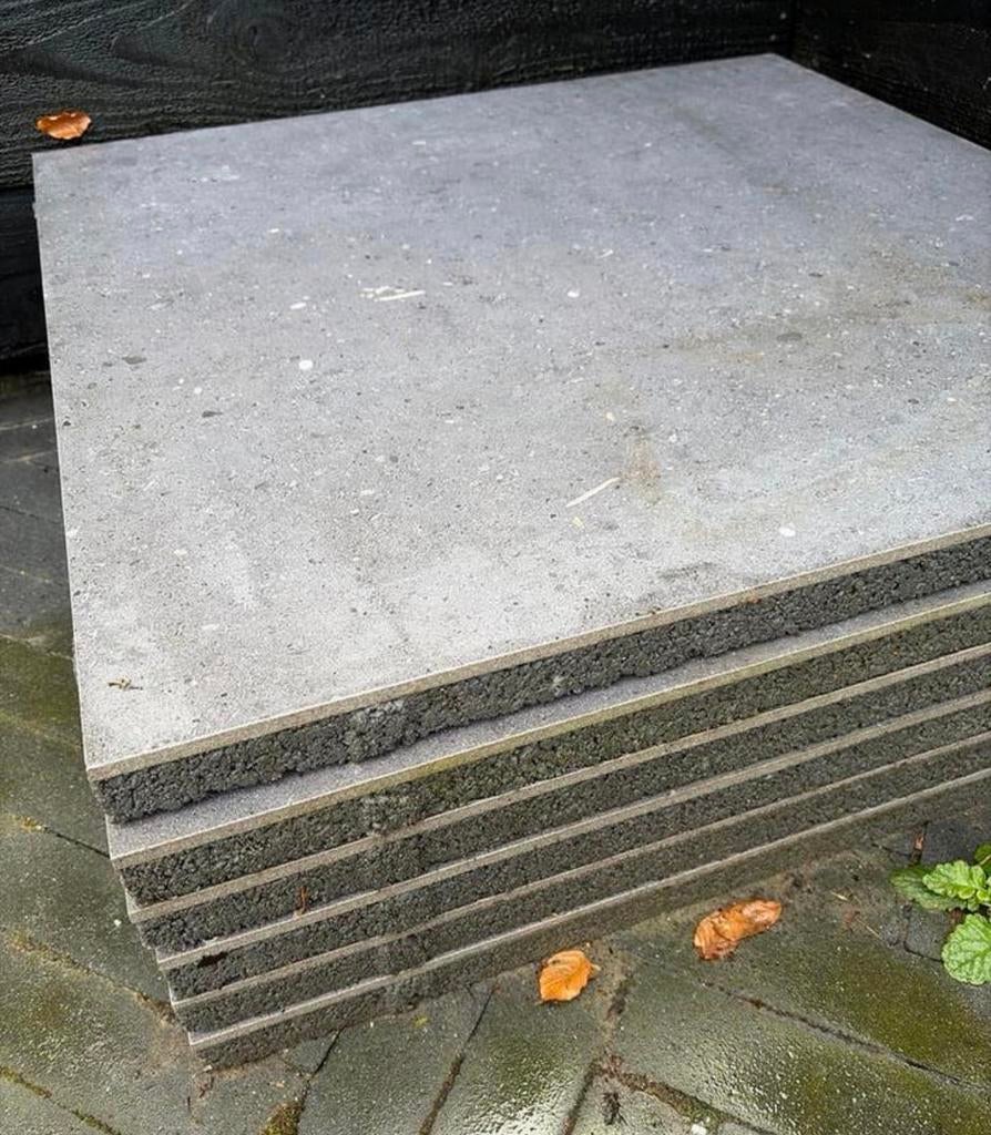 Zes keramische tuintegels 80x80x4 cm grijs/blauw, Tuin en Terras, Ophalen, Keramiek, Nieuw, Minder dan 5 m²