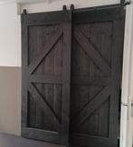 2 Steigerhouten Schuifdeuren met Rail - 99,5x235 cm, Doe-het-zelf en Verbouw, Deuren en Horren, Ophalen, Gebruikt, 80 tot 100 cm