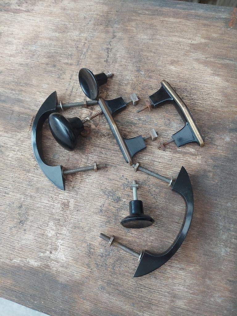 Bakeliet handvatten en knoppen zwart, Antiek en Kunst, Ophalen of Verzenden