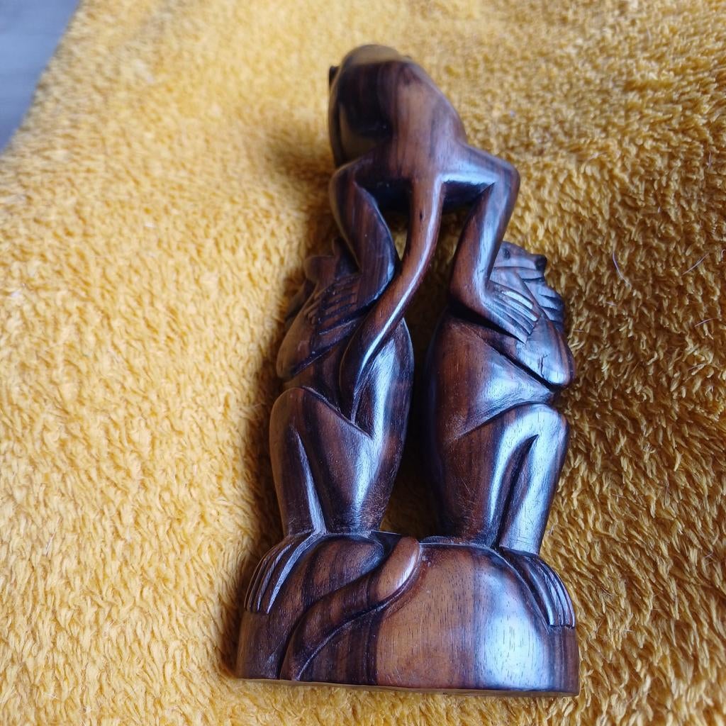 Houten beeldje Horen Zien Zwijgen apen, Verzamelen, Ophalen of Verzenden