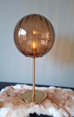 Tafellamp glas bruin goud H53 Luxe Lamp glasbol en metaal, Ophalen, 50 tot 75 cm, Glas, Nieuw