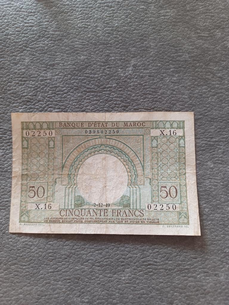 50 francs marocco, Postzegels en Munten, Ophalen of Verzenden, Overige landen