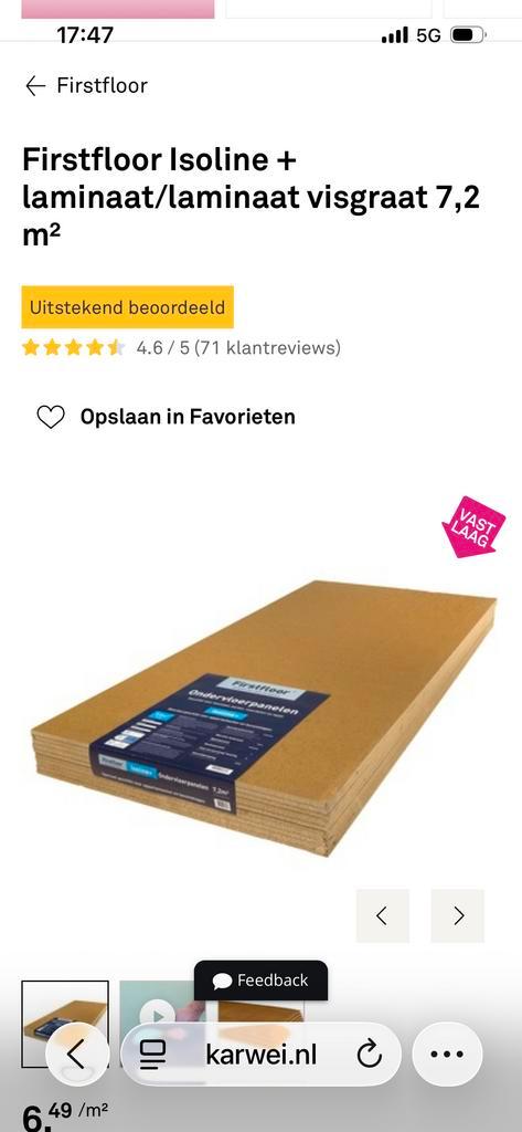 7 Platen Ondervloer Firstfloor Isoline 10mm, Doe-het-zelf en Verbouw, Plinten en Afwerking, Zo goed als nieuw, Overige typen, Overige materialen