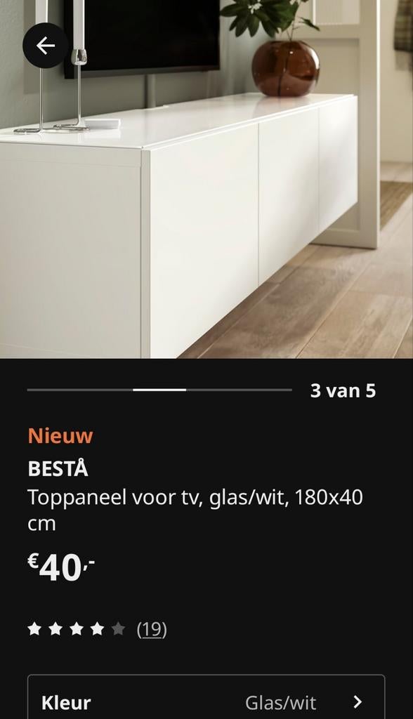 Ikea Besta glasplaat voor Tvmeubel, Huis en Inrichting, 150 tot 200 cm, Ophalen of Verzenden, Minder dan 100 cm, 25 tot 50 cm