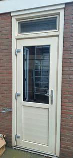 Kunststof achterdeur kozijn met kiepraam off-white, Ophalen, Kunststof, Gebruikt, 80 tot 100 cm