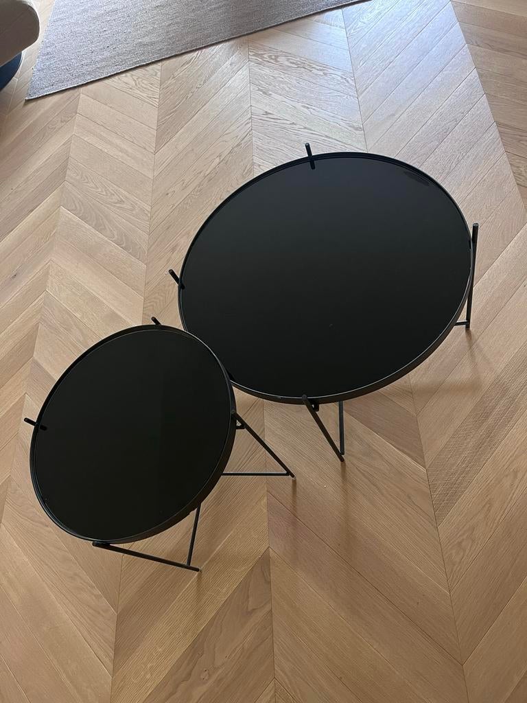 Salontafel Zuiver Cupid Set van 2 studio henk zara home glas, Huis en Inrichting, Tafels | Salontafels, Gebruikt, Rond, Glas, Minder dan 50 cm