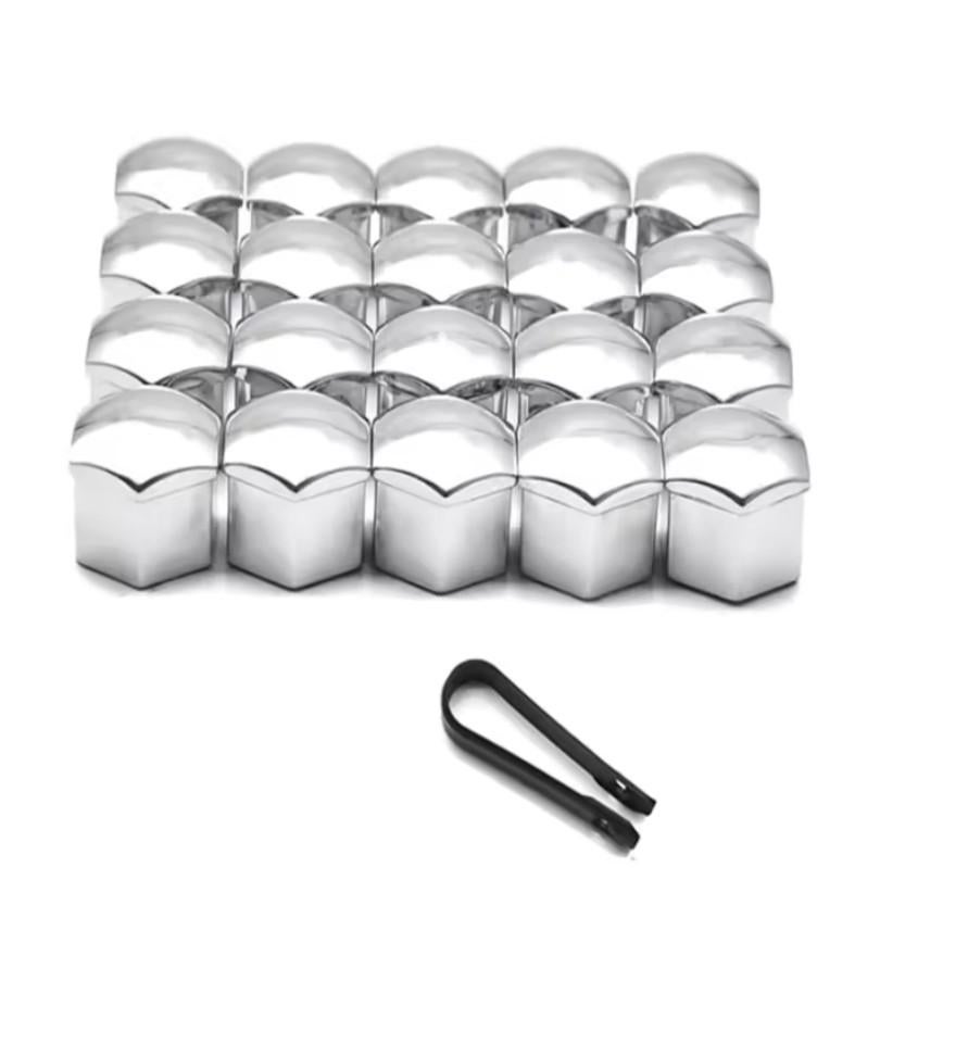 Set chroomdoppen 17mm. Wielbouten., Ophalen of Verzenden