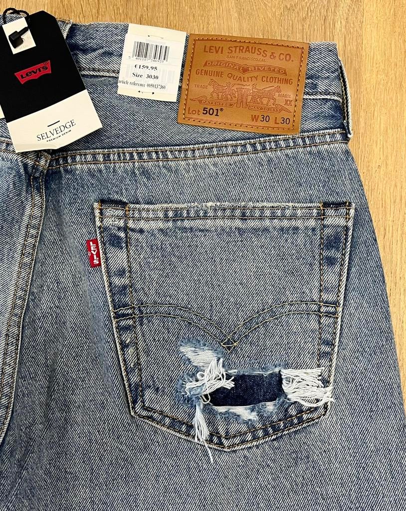 Levi’s 501 regular fit selvedge jeans blauw - Maat W30 L30, Ophalen of Verzenden, Nieuw, Blauw, W32 (confectie 46) of kleiner