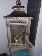 groot windlicht prachtig oud hout /glas metaal als nieuw, Huis en Inrichting, Ophalen, Zo goed als nieuw, 75 cm of meer, Bruin