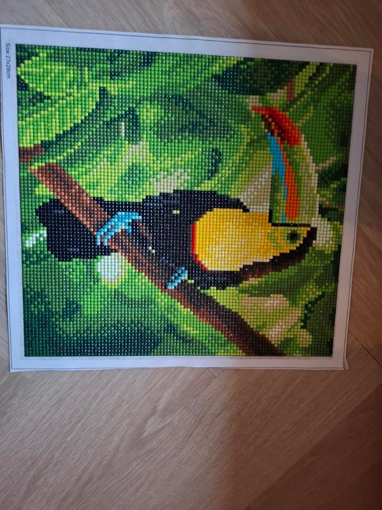 SUPER MOOIE DIAMOND PAINTING TOEKAN, Ophalen of Verzenden, Zo goed als nieuw, Diamond painting