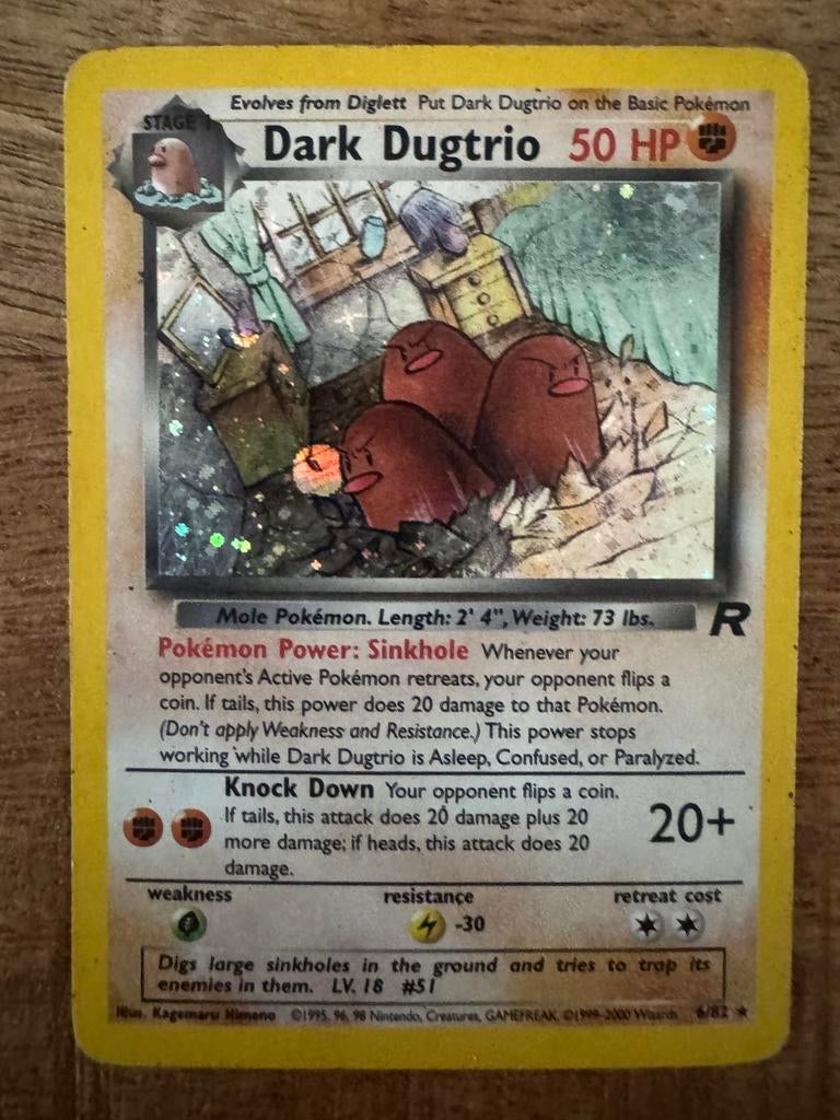 Pokémon kaart Dark Dugtrio 50 HP, Ophalen of Verzenden, Gebruikt, Losse kaart, Foil