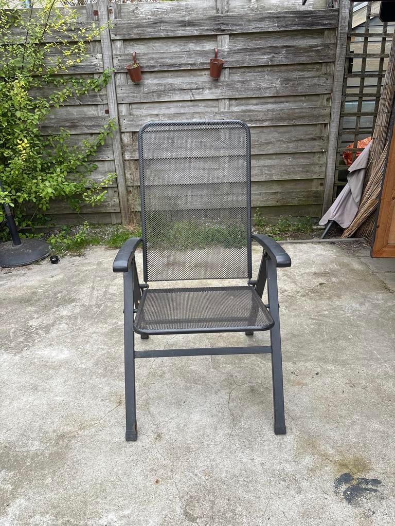 Verstelbare metalen tuinstoel - Comfortabel en duurzaam, Tuin en Terras, Tuinstoelen, Ophalen, Gebruikt, Metaal, Verstelbaar