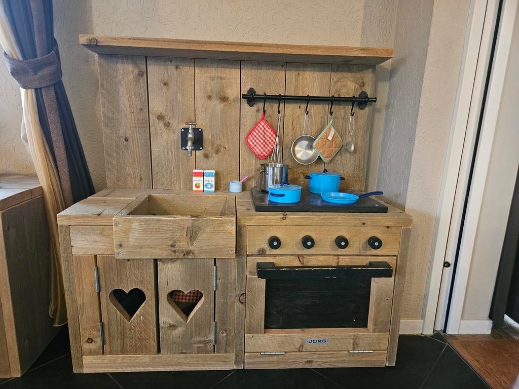 Kinderkeuken steigerhout Jorg, Ophalen, Gebruikt, Hout, Speelkeuken