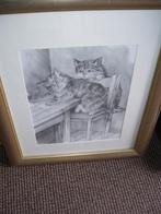 SCHILDERIJ TEKENING KATTEN, Ophalen of Verzenden