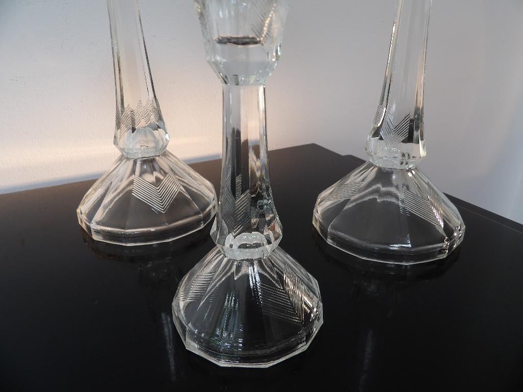 Art Deco set Kandelaars Boheems, Antiek en Kunst, Antiek | Kandelaars, Ophalen of Verzenden, Kristal